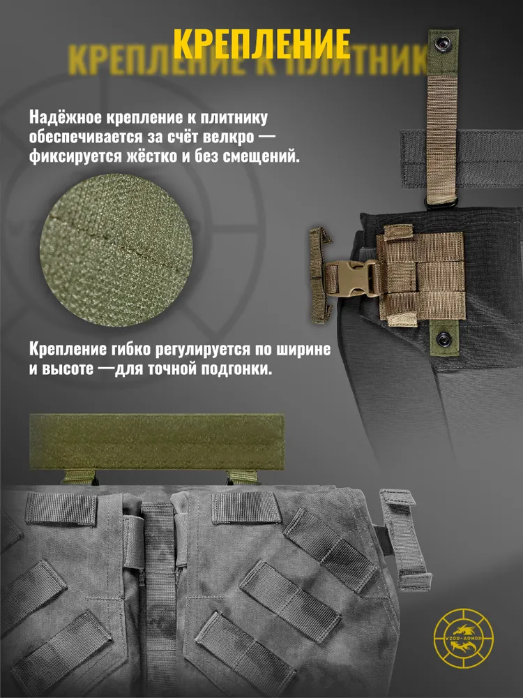 Напашник "ЗП-4.1" ССО с баллистикой АРАМИД бр1 (a-tacs fg (мох)) (18 слоёв), вариант, фото 4