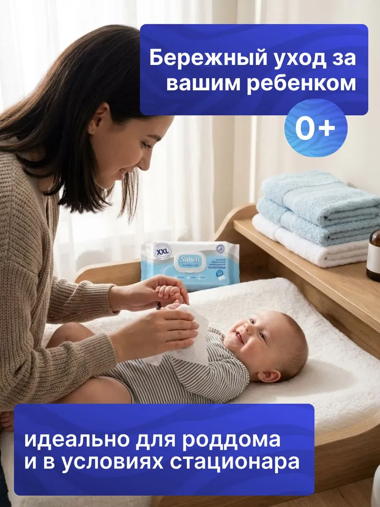 SALFETI Влажные полотенца XXL 2 упаковки по 60 шт универсальные большой размер салфетки протирочные полотенца одноразовые, 60 шт, фото 6