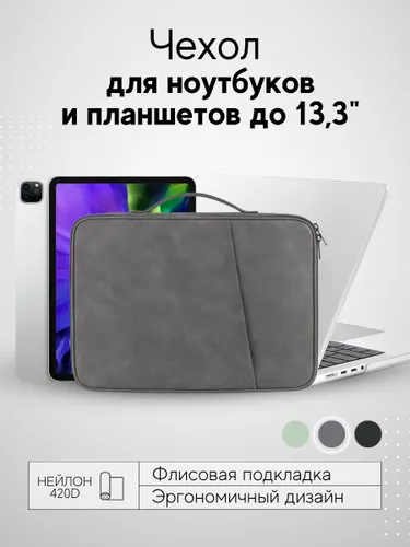 Сумка для ноутбука 13 дюймов, серый