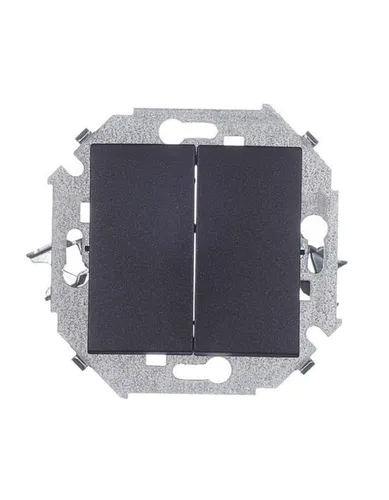 Переключатель Simon 15 проходной двухклавишный встраиваемый графит 1591397-038