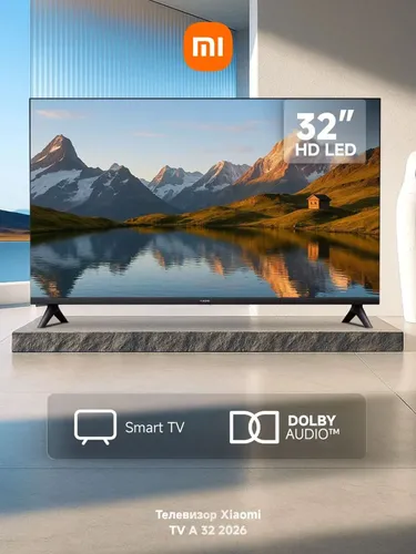 Xiaomi Телевизор TV A 32 2026 32″ HD, черный, черно-серый