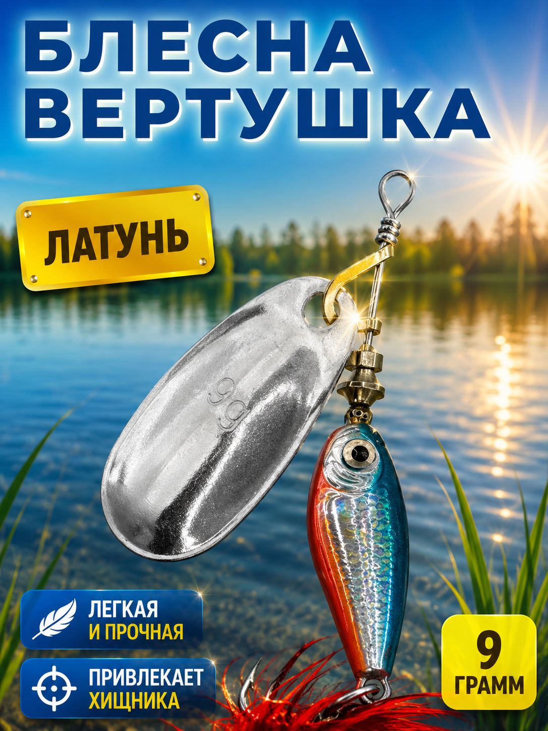 Блесна вертушка для рыбалки на щуку, судака 9.3 гр.