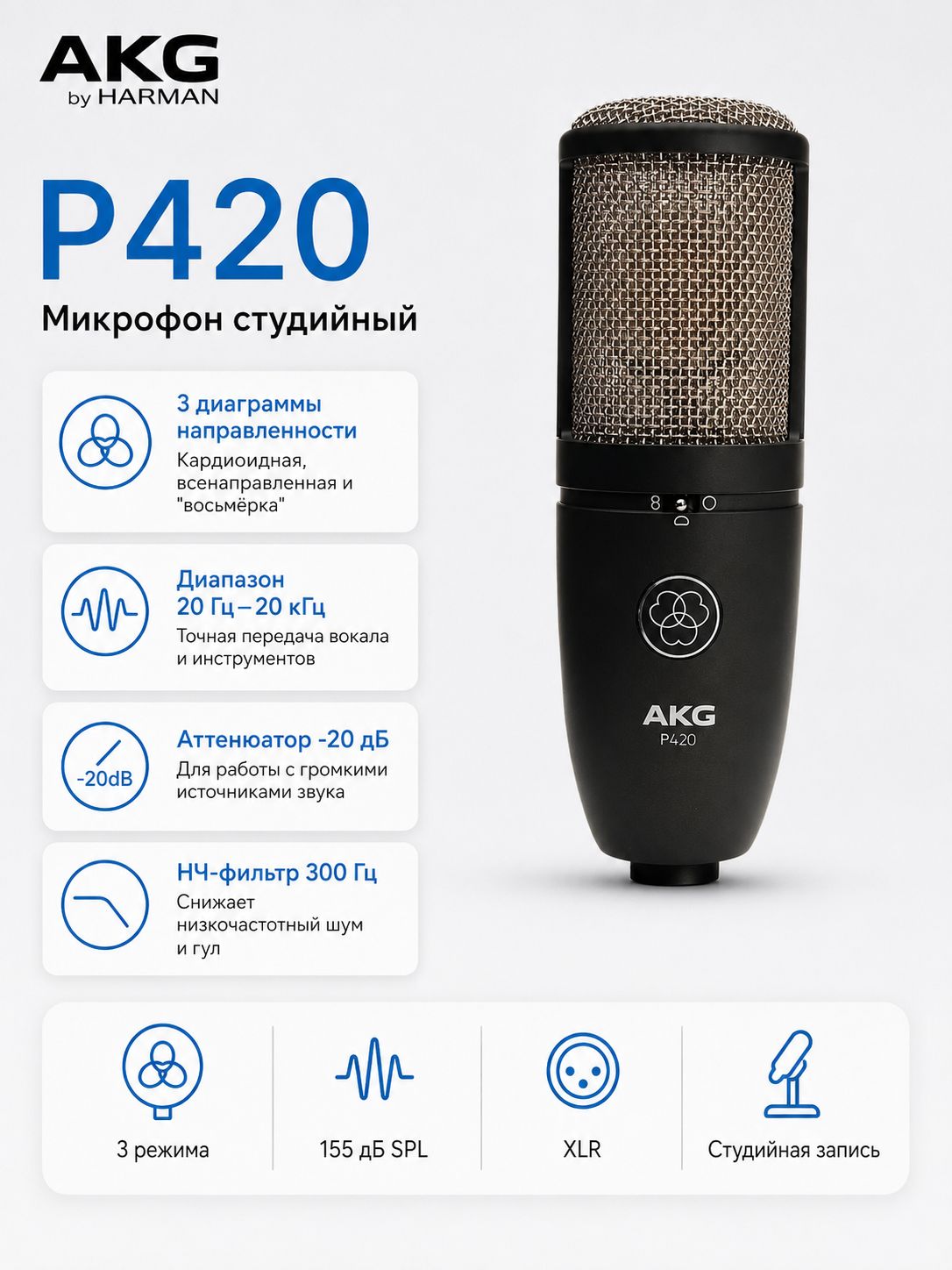 Студийные микрофоны AKG P420 купить на OZON по низкой цене