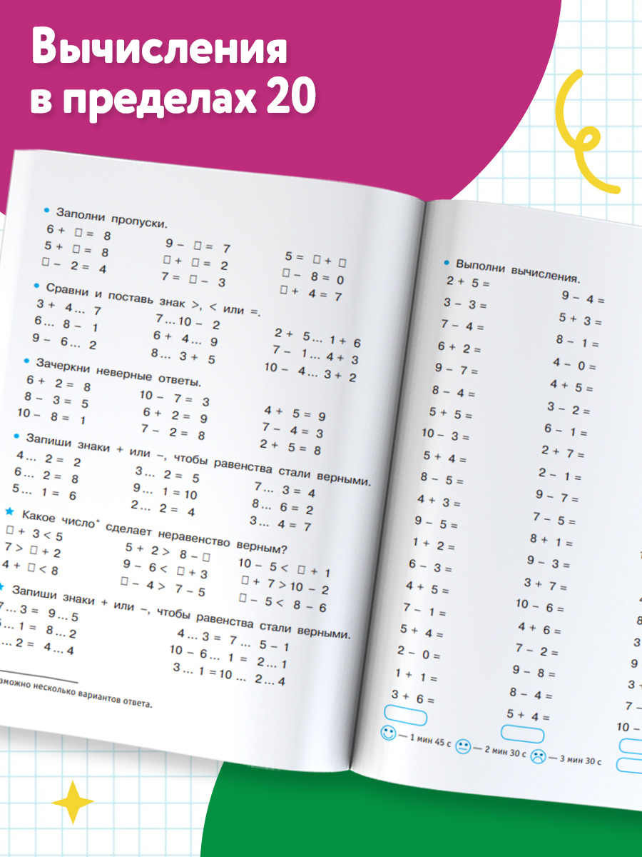 Счёт в пределах 20.Тренажер по математике 1 класс | Multiplication Table Math Trainer, 100+ Exercises - Ozon image 1