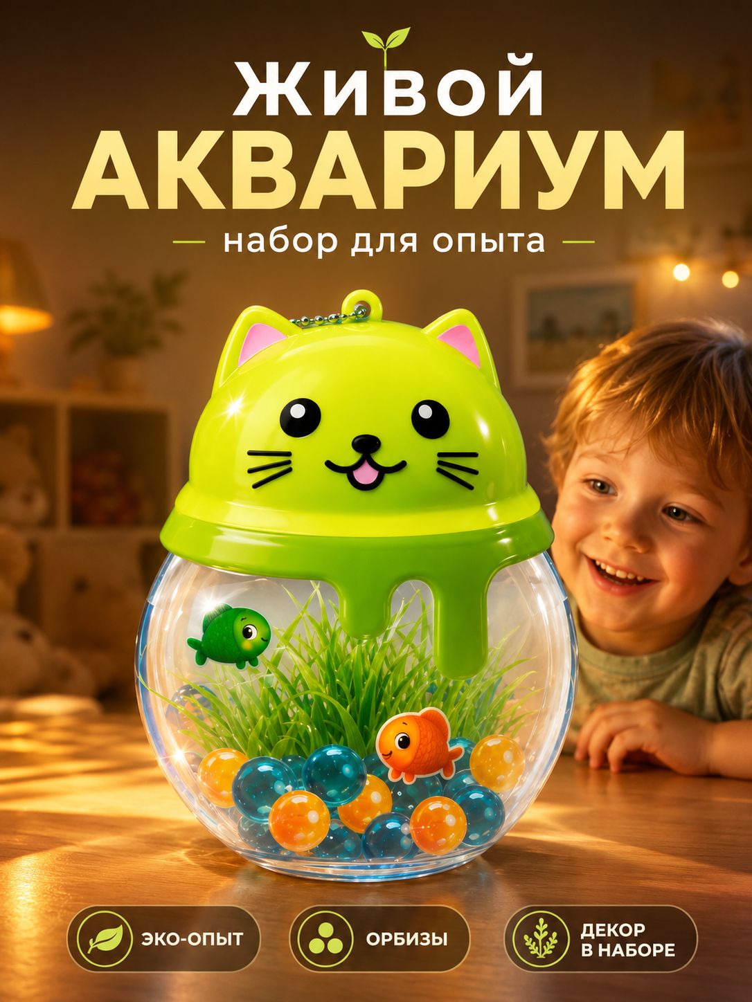 Выращиваем травку для детей "Живой сад: Кошечка" / Набор для выращивания растений