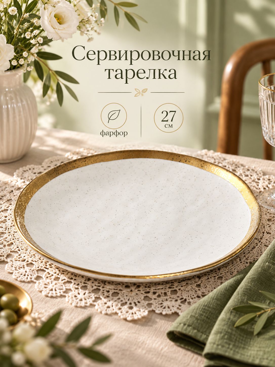 Тарелка сервировочная 27 см, Magistro "Poursephona", обеденная, фарфоровая