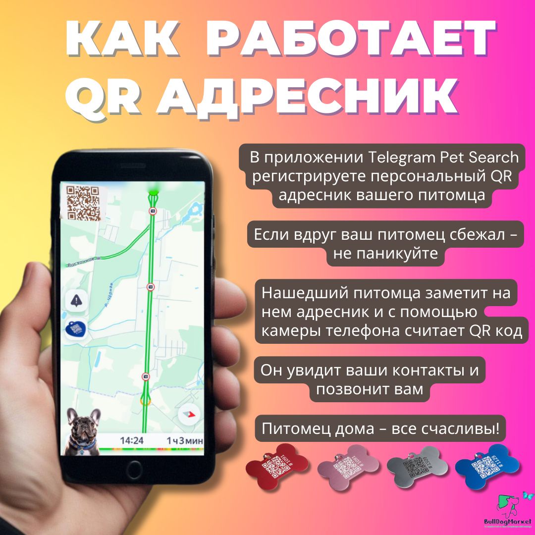 Адресник для собак и кошек с гравировкой QR кода, косточка - купить с  доставкой по выгодным ценам в интернет-магазине OZON (1483593626)