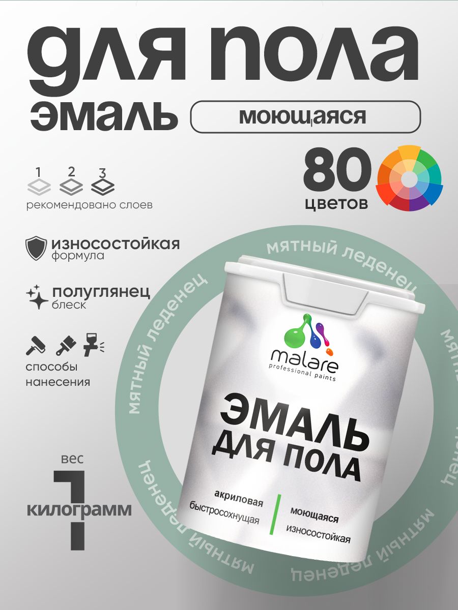 Эмаль для пола акриловая Malare краска для бетонных полов по дереву/ износостойк