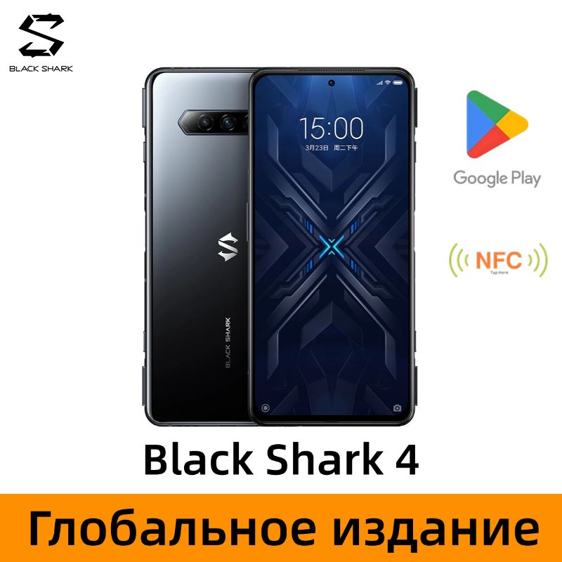 BlackSharkСмартфонBlackShark4，Глобальнаяверсия,споддержкойGoogle,русский,NFCGlobal8/128ГБ,Micro-SIM,черно-серый