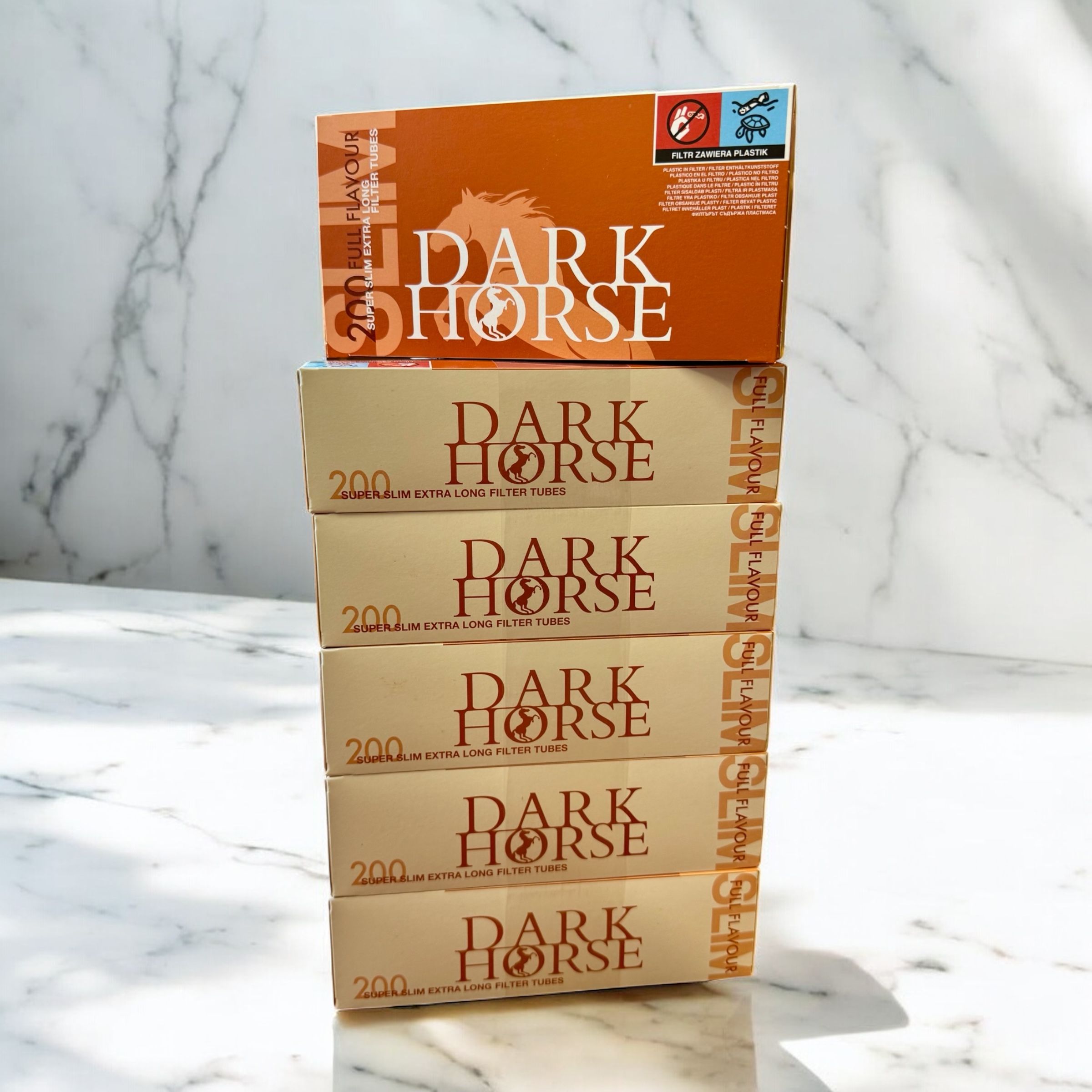 ГильзыDARKHORSESuperSlimExtraLongOrangeсигаретныедлясамокруток,1200шт(6х200шт).
