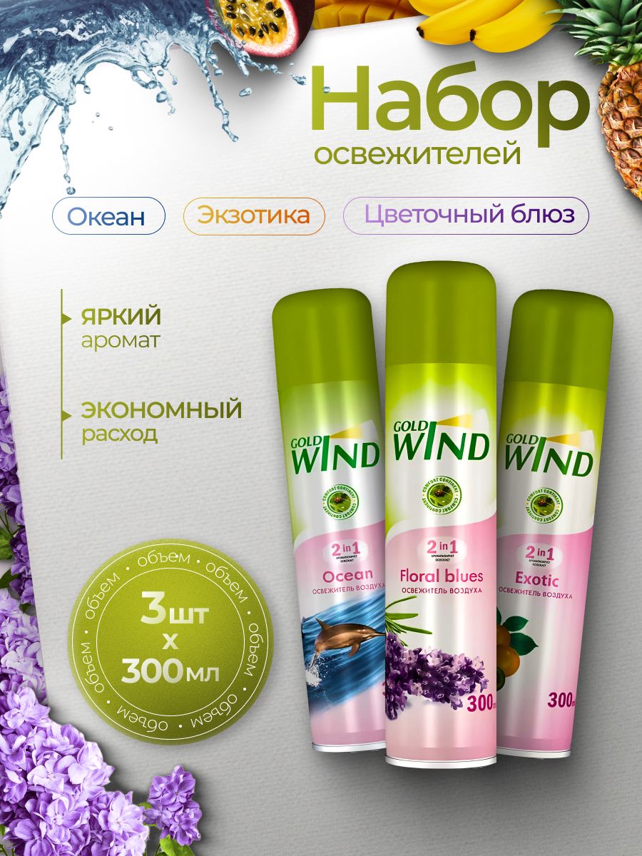 Набор№2ОсвежителивоздухаGoldWind3шт