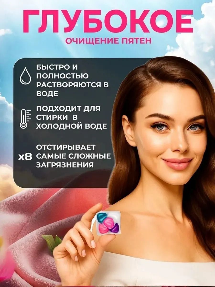 50 капсул для стирки, капсулы пять в одном с длительным ароматом и мощным а… — фото 3