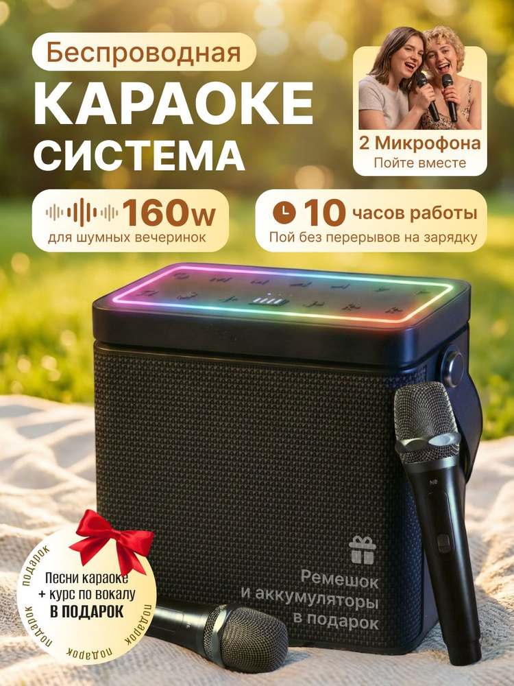 Караоке система с двумя микрофонами, 160W #1