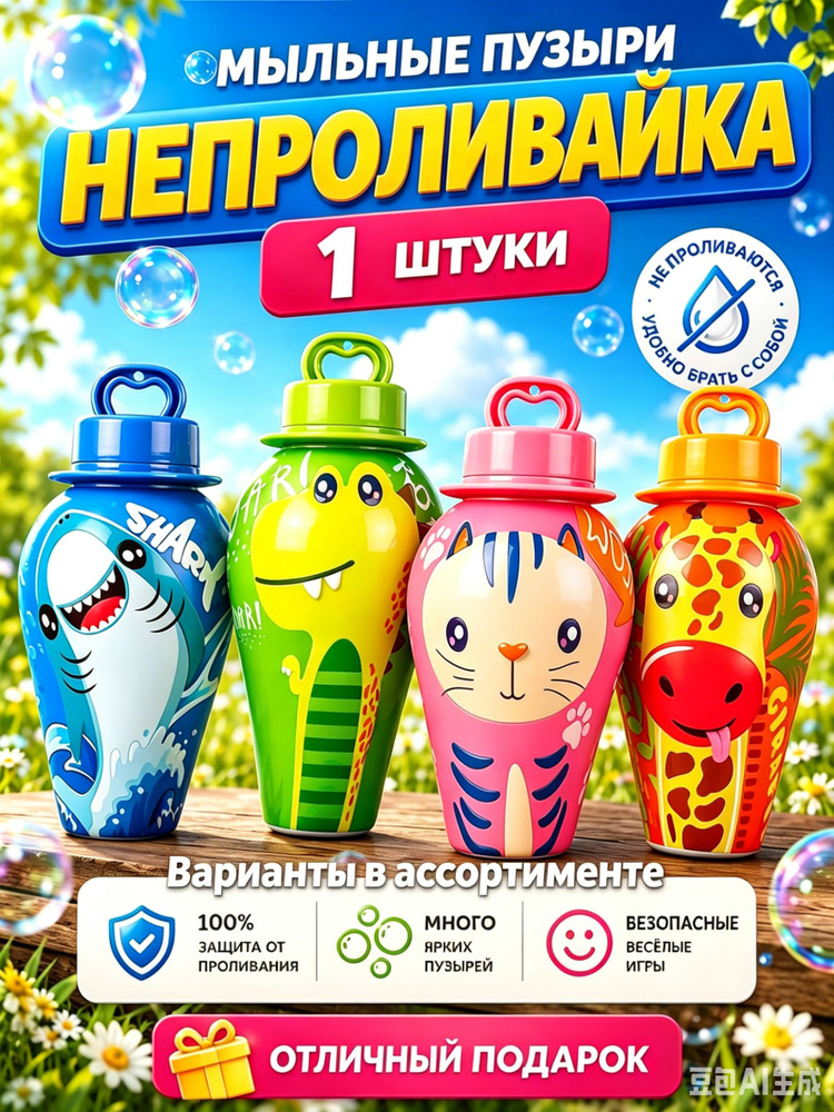 Мыльные пузыри непроливайка для детей, с палочкой выдувания, игр дома и на улице #1