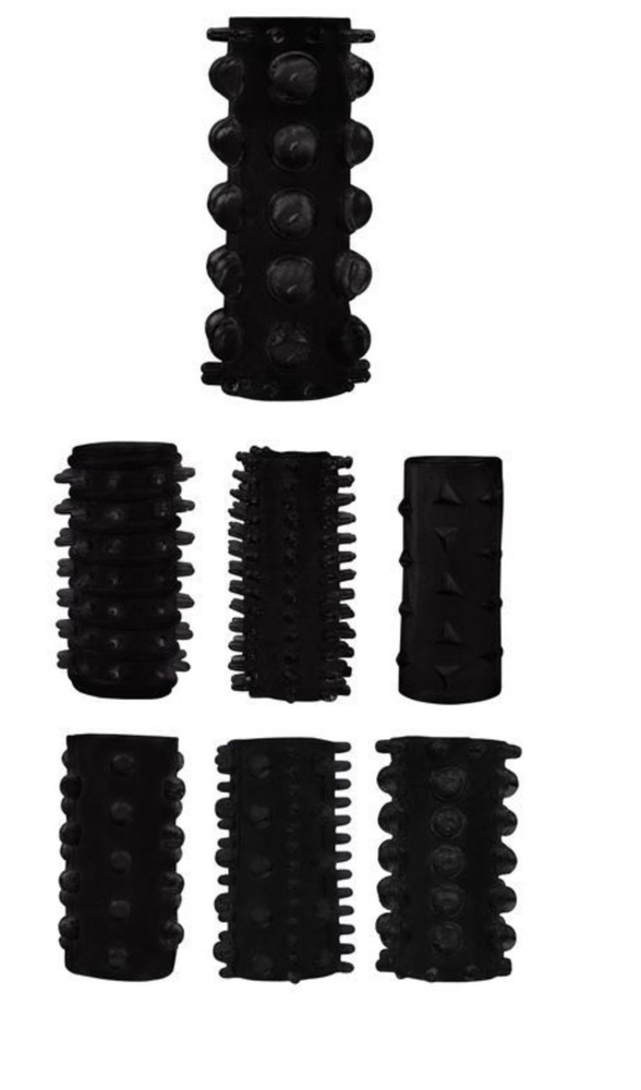 Chisa Насадки и удлинители эротические Набор из 7 черных насадок на ...