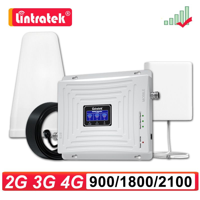 Lintratek 2G 3G 4G ретранслятор сигнала GSM 900 DCS 1800 LTE 2100 МГц ...