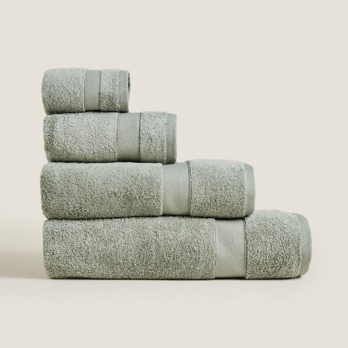 ZARA HOME Полотенце банное zara home - текстиль для ванной, Хлопок, 90x150 см, зеленый, 1 шт.  #1