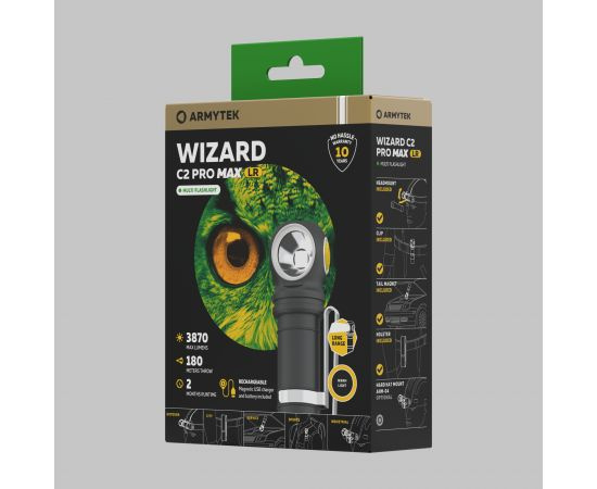 Фонарь Armytek WIZARD C2 PRO MAX Magnet USB LR (Long Range), теплый свет #1