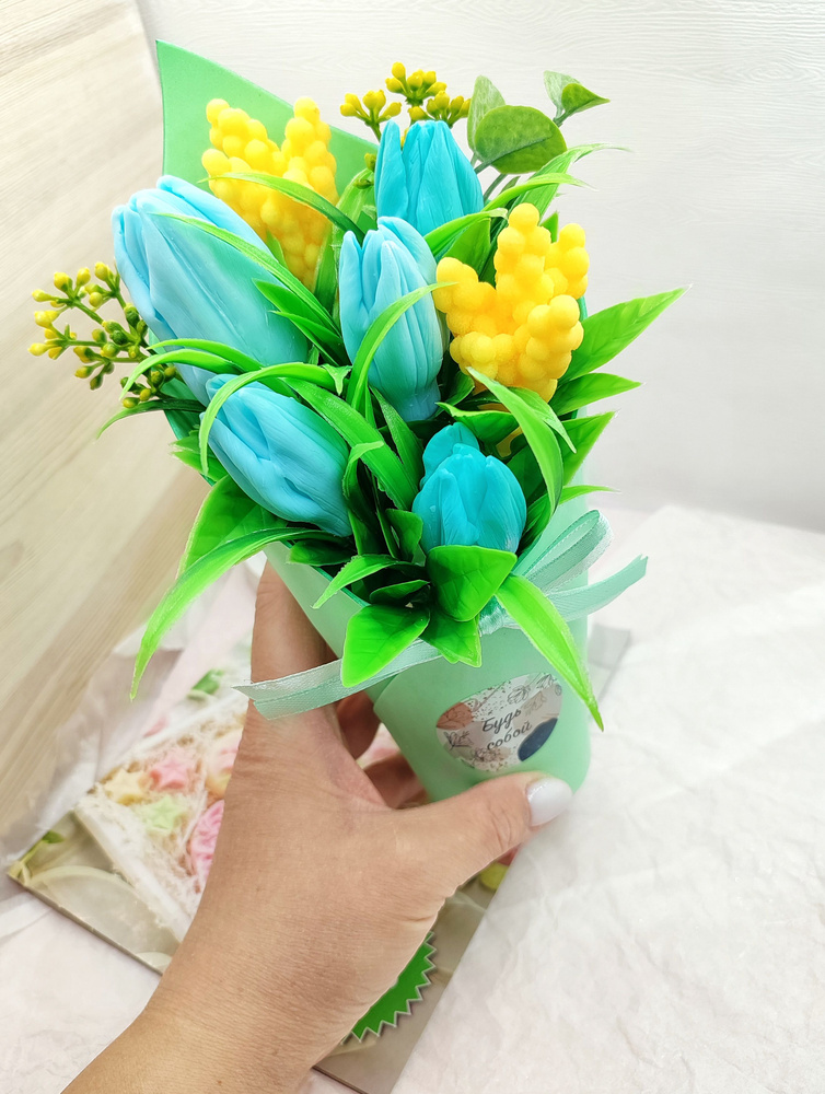 Букет тюльпанов. Подарок женщине ,цветы из мыла, тиффани.  #1