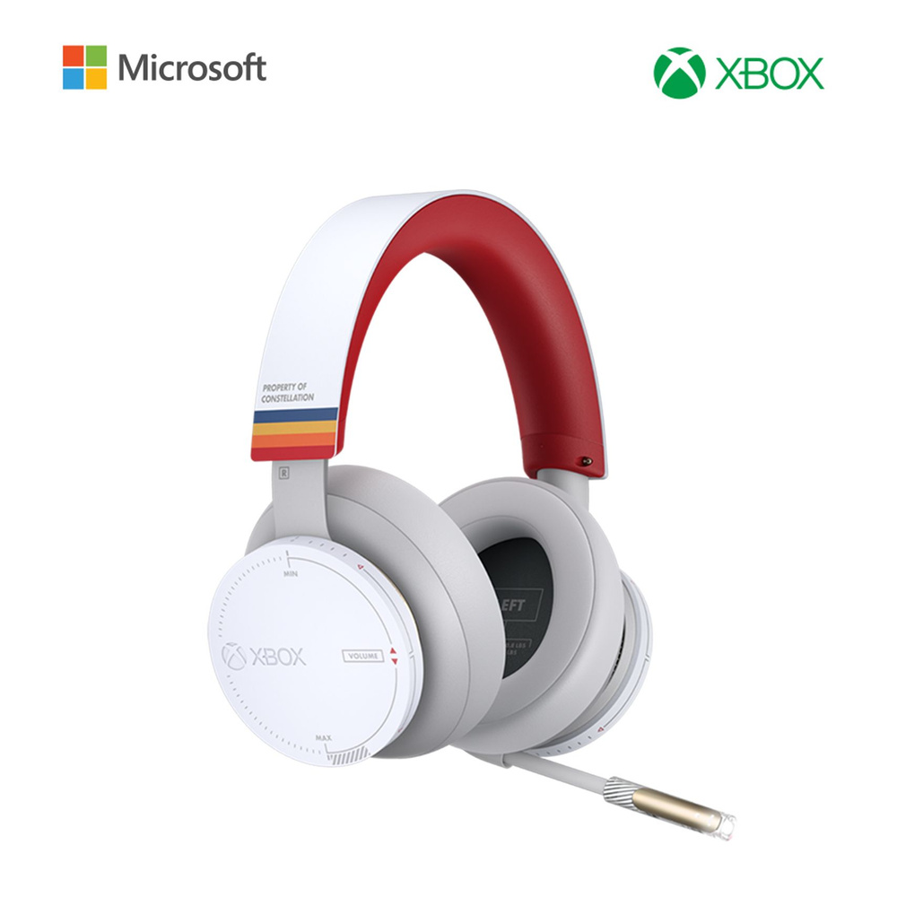 Xbox Наушники беспроводные с микрофоном Гарнитура Xbox Wireless Headset  (Starfield Limited Edition), Bluetooth, USB Type-C, белый, красный