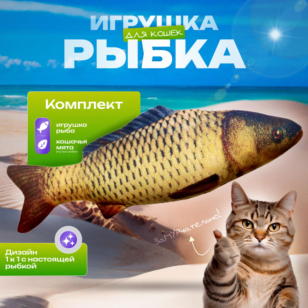 Игрушка для кошек Рыба с кошачьей мятой и валерианой - купить с доставкой  по выгодным ценам в интернет-магазине OZON (1451019421)