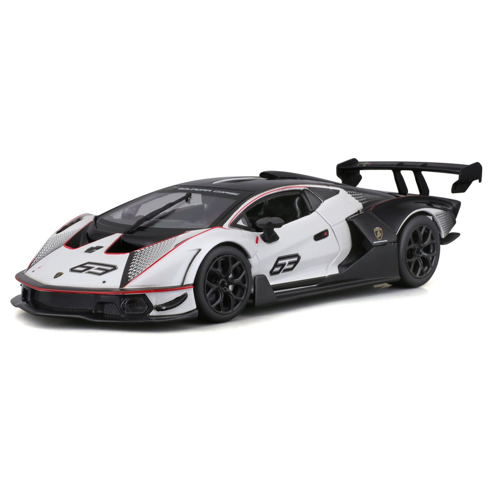 Гоночная машинка die-cast Lamborghini Essenza SCV12, 1:24, чёрно-белая,  открывающиеся двери, Bburago, 18-28023 - купить с доставкой по выгодным  ценам в интернет-магазине OZON (1465161969)