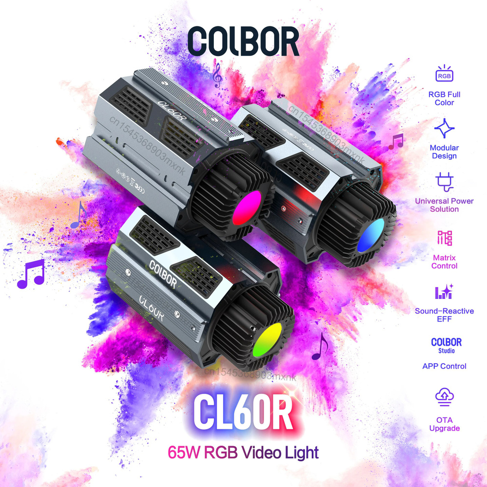 COLBOR CL60R, 60 Вт COB для освещения фотостудии Лампа для фотосъемки ...