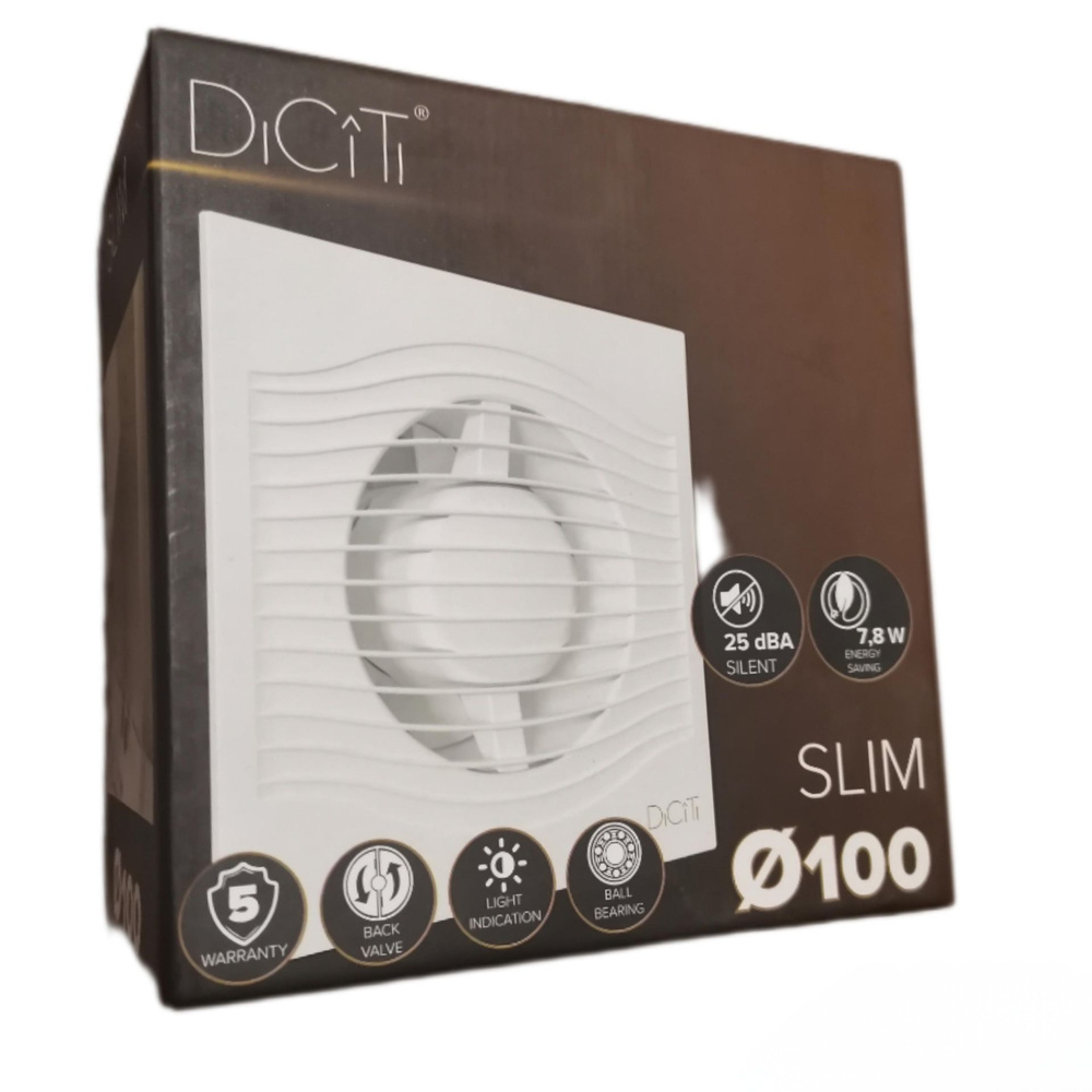 Вытяжной вентилятор SLIM 4C 7.8 вт с обратным клапаном, D 100 мм  #1