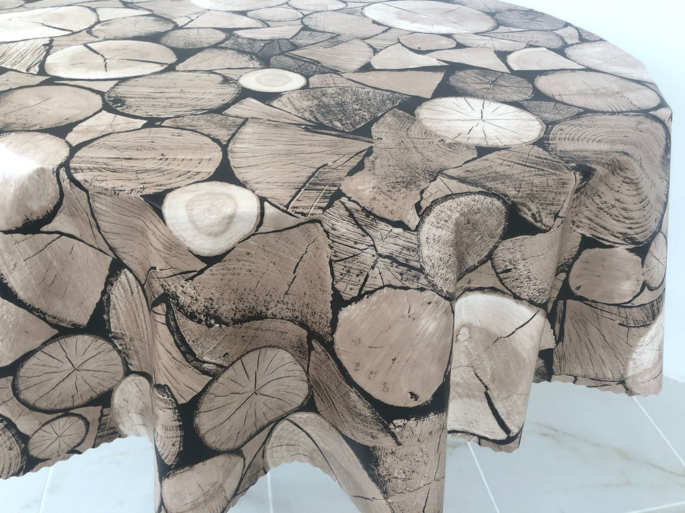 Скатерть клеенка круглая 140 см Натур водоотталкивающая - купить в ...