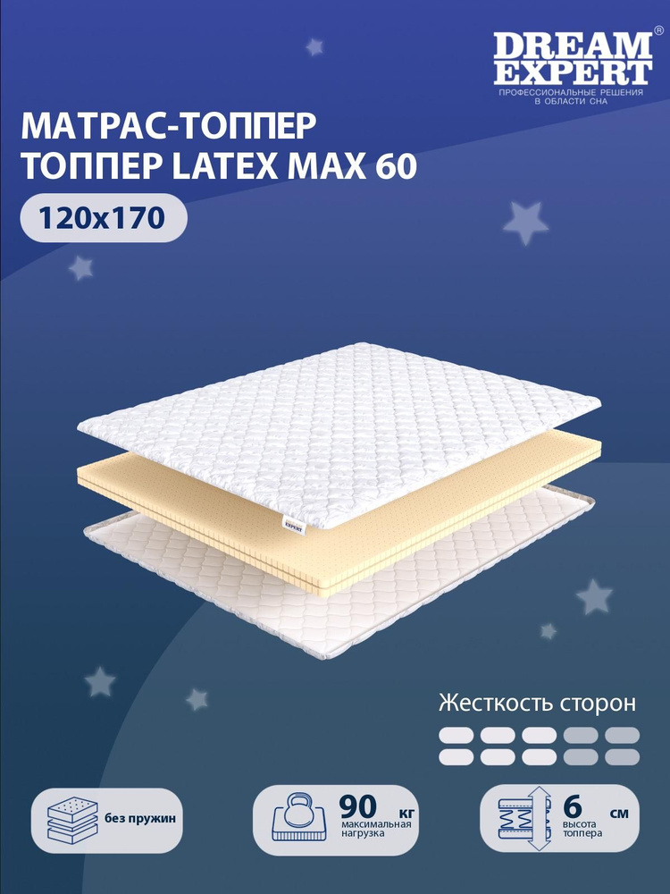 Матрас-топпер, Топпер-наматрасник DreamExpert Latex max 60 на диван, тонкий матрас, на резинке, Беспружинный, #1
