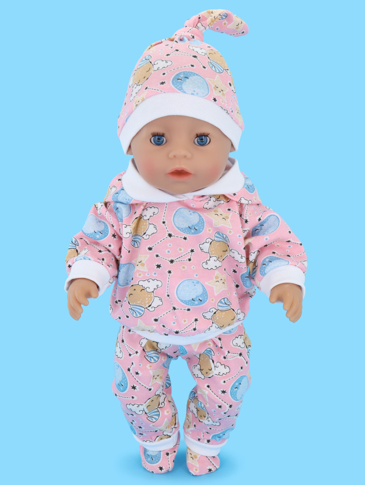 Одежда для кукол Модница Трикотажный набор для пупса Беби Бон (Baby Born) 43см пастельно-розовый  #1