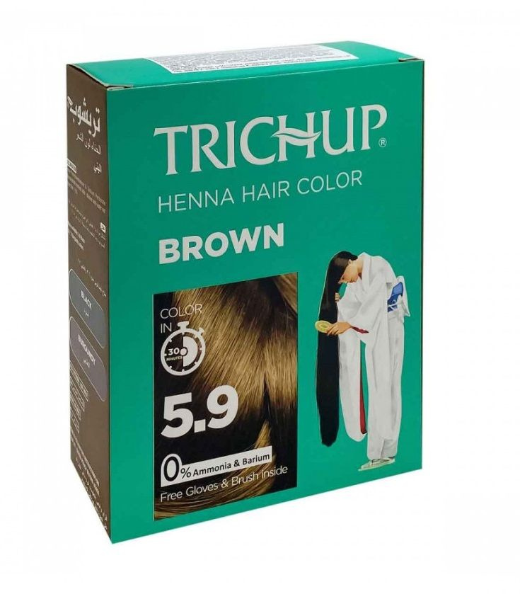 Trichup Henna Hair Color BROWN / Тричуп краска для волос на основе хны КОРИЧНЕВАЯ - 6x10 г  #1