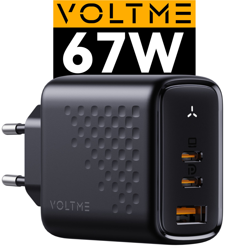 Блок питания VOLTME Revo 67 CСA GaN, 67 Вт W, USB Type C A / PD 3.0, QC4+,  AFC SFC / Быстрая зарядка для телефона Samsung Xiaomi и др / Зарядное ...