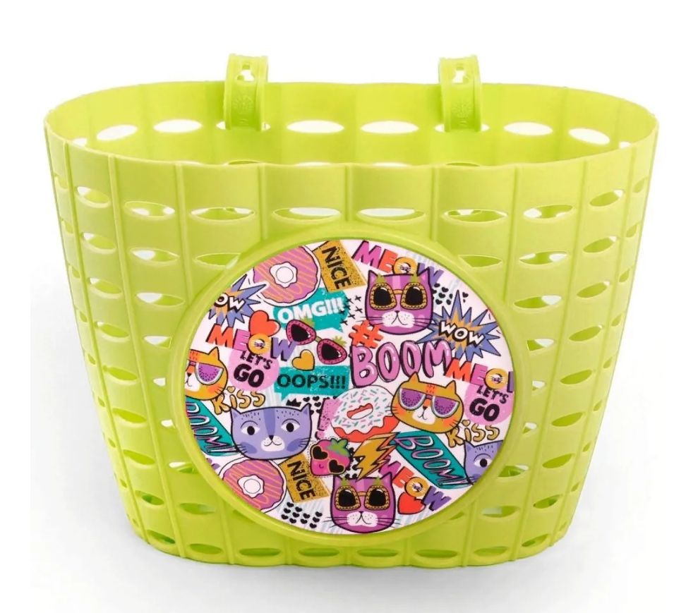 Корзинка детская на руль для велосипеда и самоката, лайм, 200x150x130мм ...