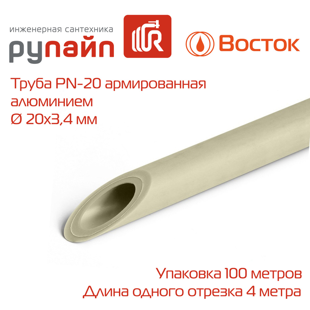 Труба полипропиленовая 20х3,4 мм, PN-20, внутреннее армирование ...