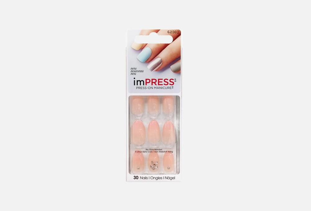 Накладные ногти / KISS NEW YORK Professional, Impress Manicure Accent Warmed hearts / 30мл  #1