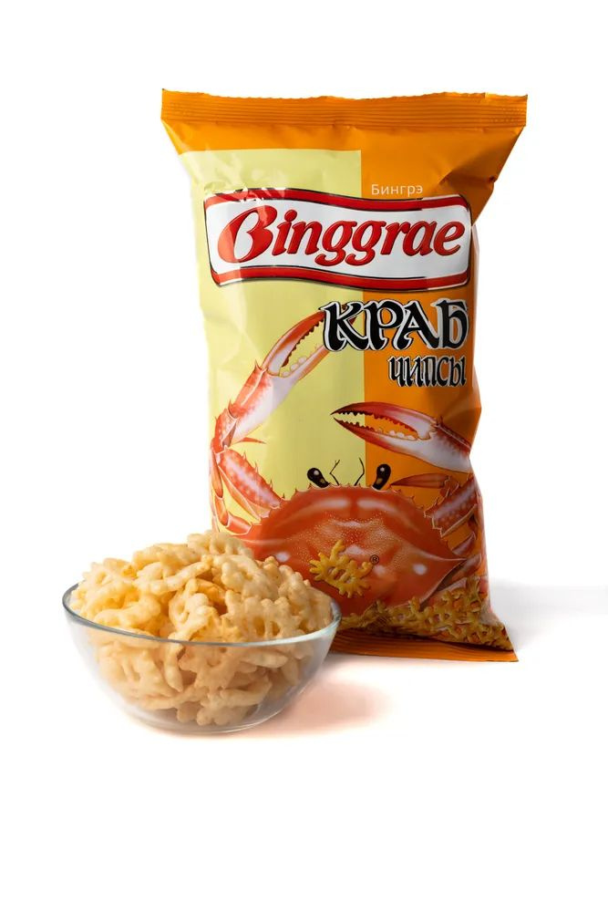 Чипсы хрустящие Бингрэ / Binggrae со вкусом краба "КРАБ чипсы" - 80 г  #1