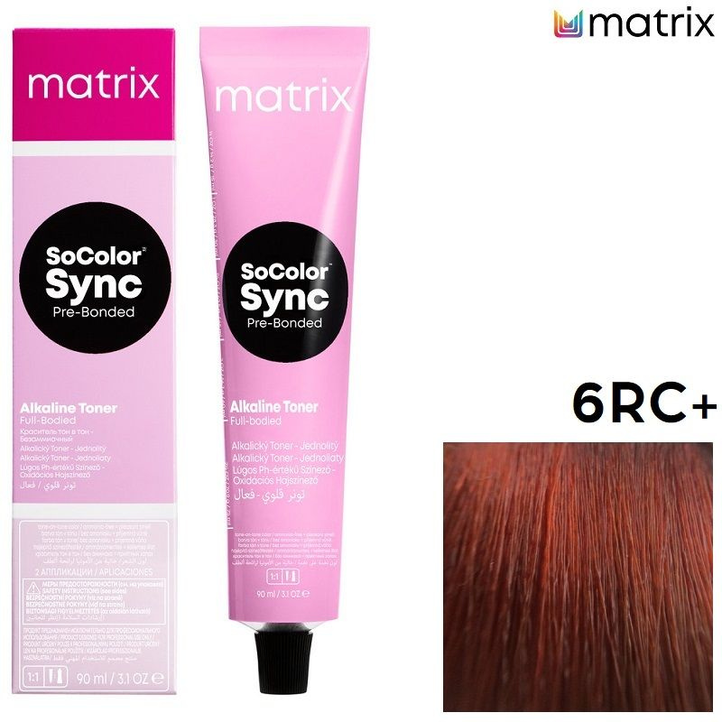 Краска для волос Matrix SoColor Sync Pre-Bonded 6RC+ блондин красно ...