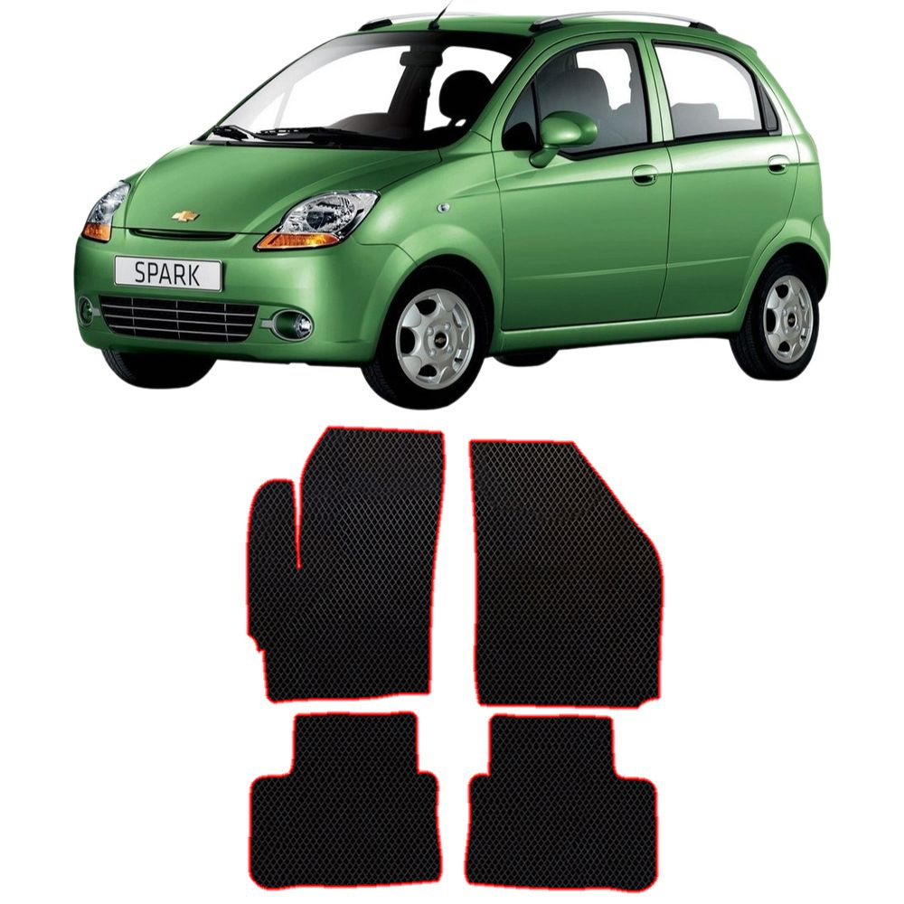 Коврики в салон автомобиля CHEVROLET SPARK M200 2005-2009, цвет красный -  купить по выгодной цене в интернет-магазине OZON (260349691)