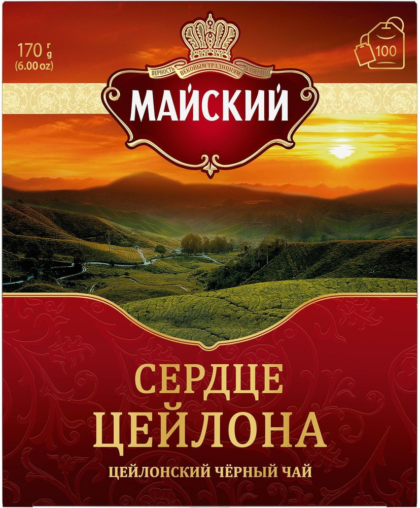 Чай в пакетиках черный Майский Сердце Цейлона, 100 шт - купить с ...