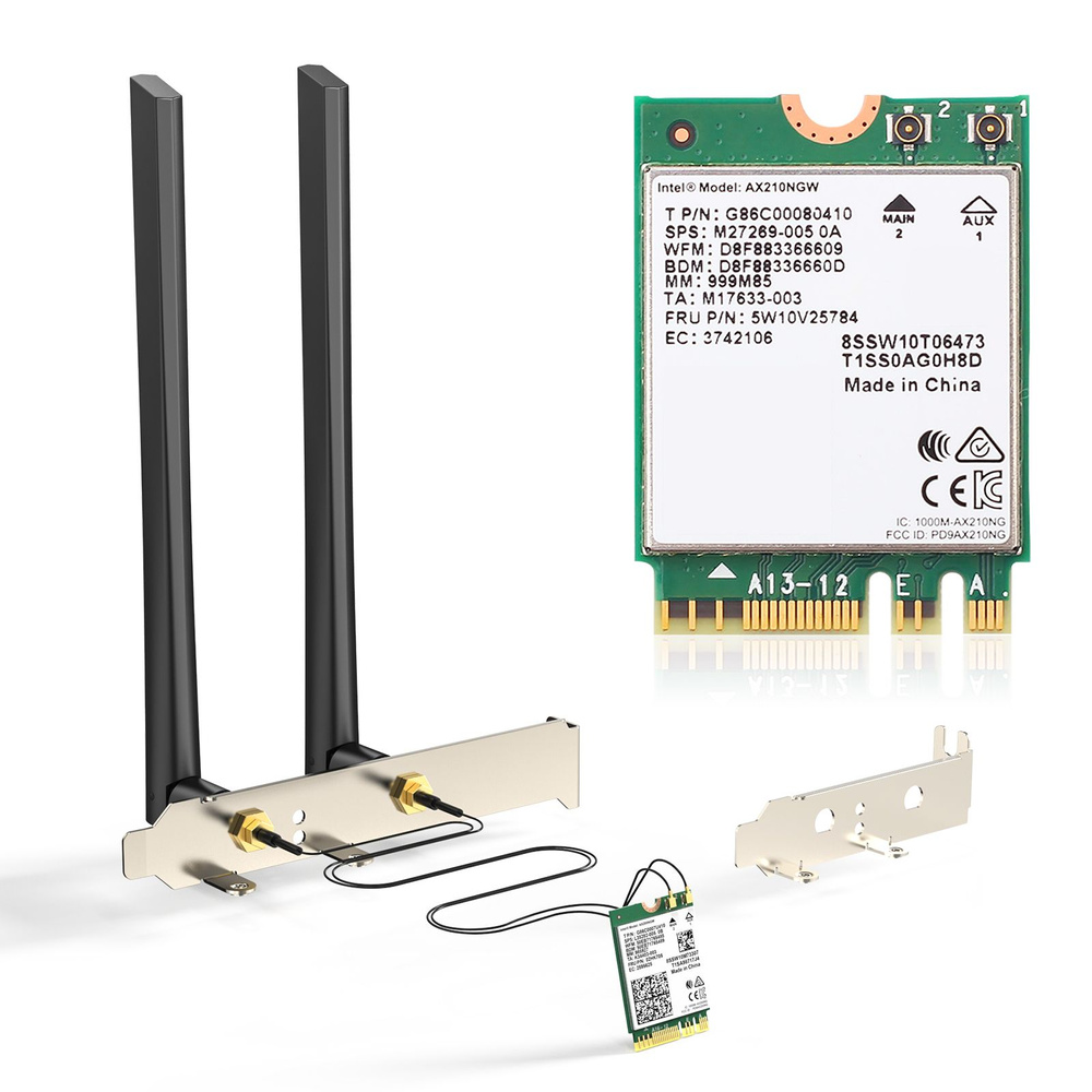 Сетевой адаптер WI-FI 6E Bluetooth 5.3 Intel AX210 M2 2230 c внешними ...