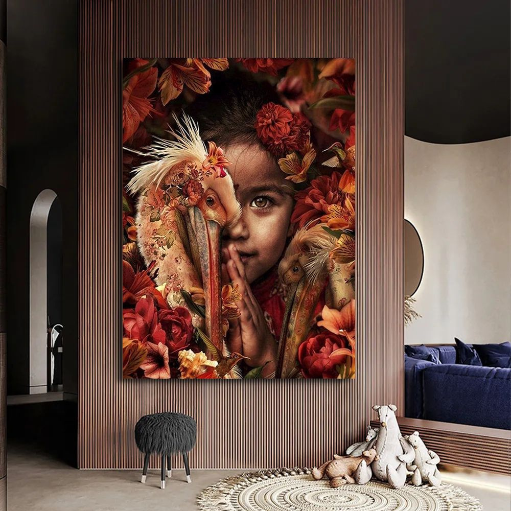 Картина Девочка с цветами, 40х60 см. #1