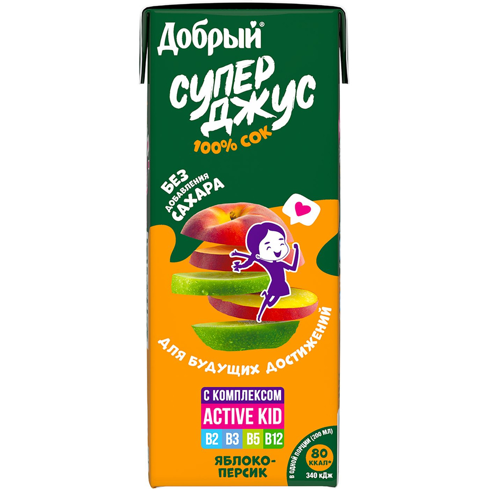Сок ДОБРЫЙ Супер Джус Яблоко-Персик Active kid 0.2L #1