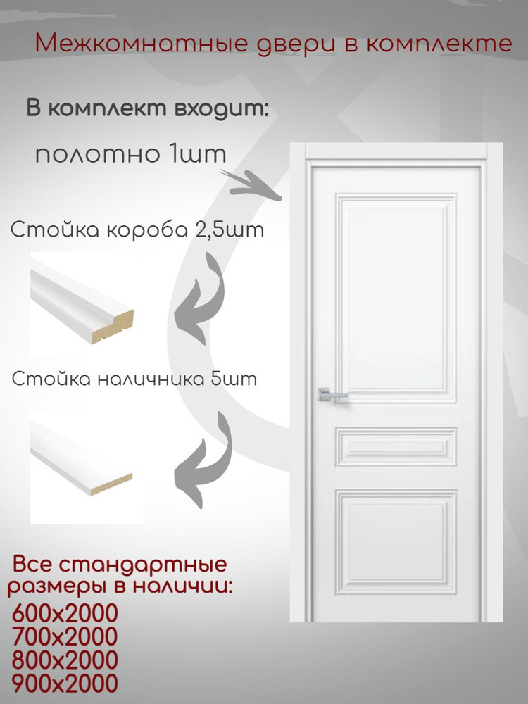 ИНТЕРЬЕРНЫЕ ДВЕРИ Дверь межкомнатная белый, МДФ, ПВХ (поливинилхлорид ...