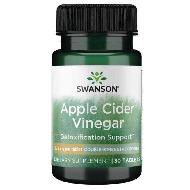 Пищевая добавка Яблочный уксус 200 мг 30 таблеток, Swanson Apple Cider Vinegar,Для похудения  #1