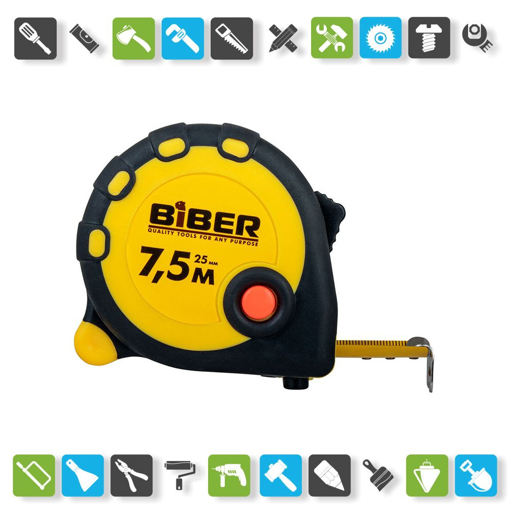 Рулетка Biber 40094 Standart 7,5 м/25 мм #1