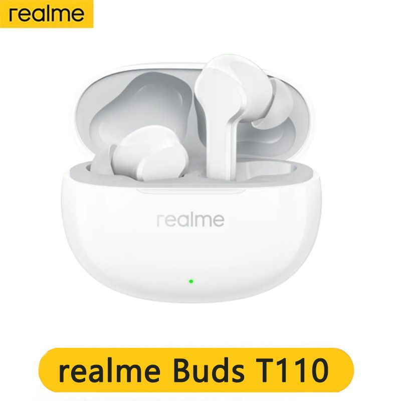 realme Наушники беспроводные с микрофоном realme Buds T110, Bluetooth, USB Type-C, белый  #1