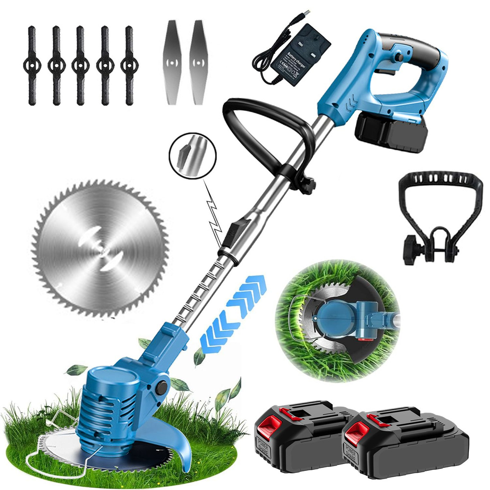 Аккумуляторный садовый триммер с двумя батарейками , Беспроводной ...