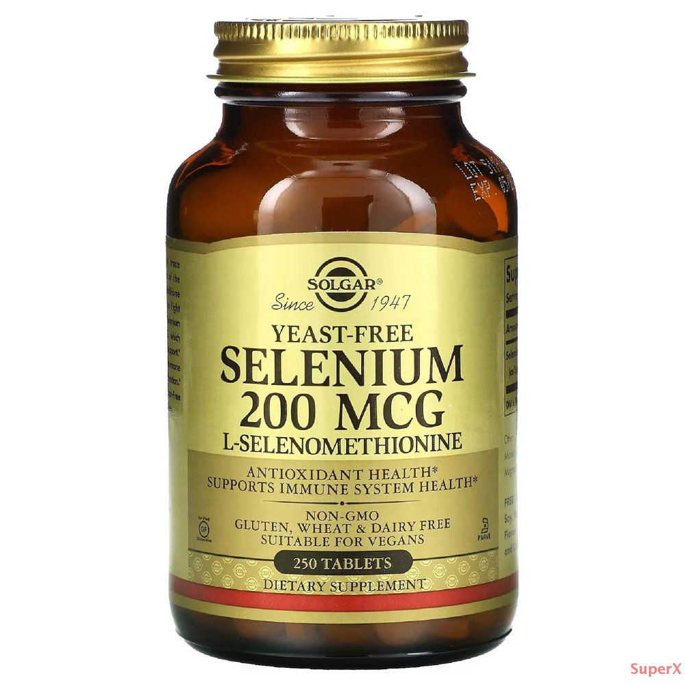 Solgar, Селен, бездрожжевой, 200 мкг, 250 таблеток - купить с доставкой ...