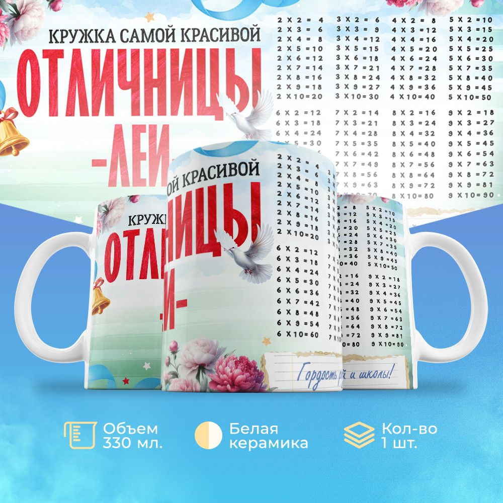 Кружка 330мл, с именем, Отличницы Леи #1